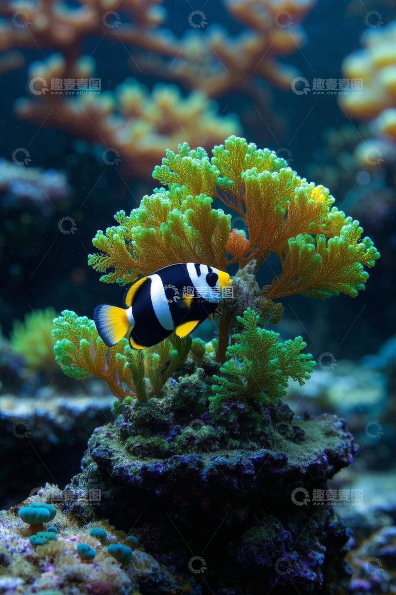 高清大图下载【趣麦麦图】水下珊瑚与小丑鱼景观