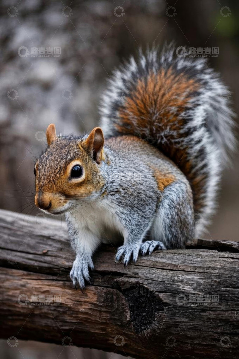 高清大图下载【趣麦麦图】树枝上的松鼠特写