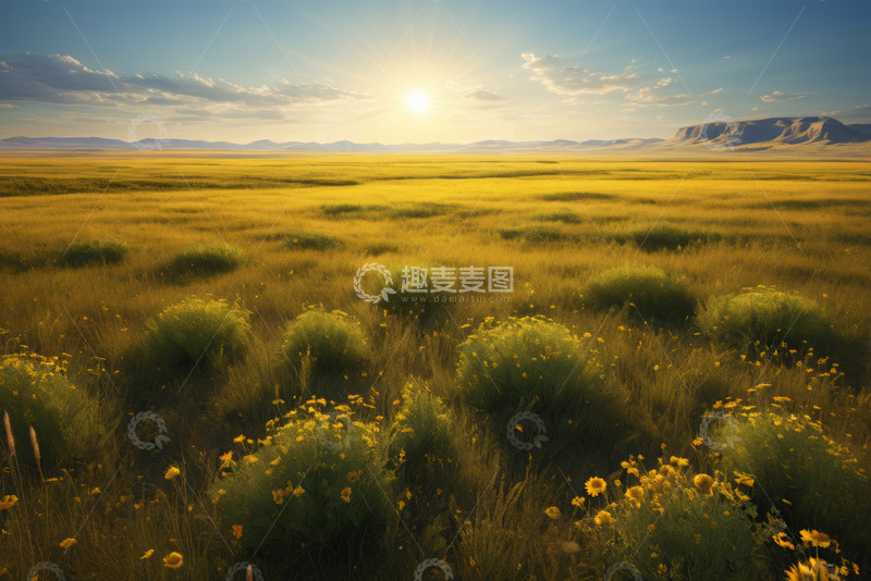 高清大图下载【趣麦麦图】草原日出自然风光