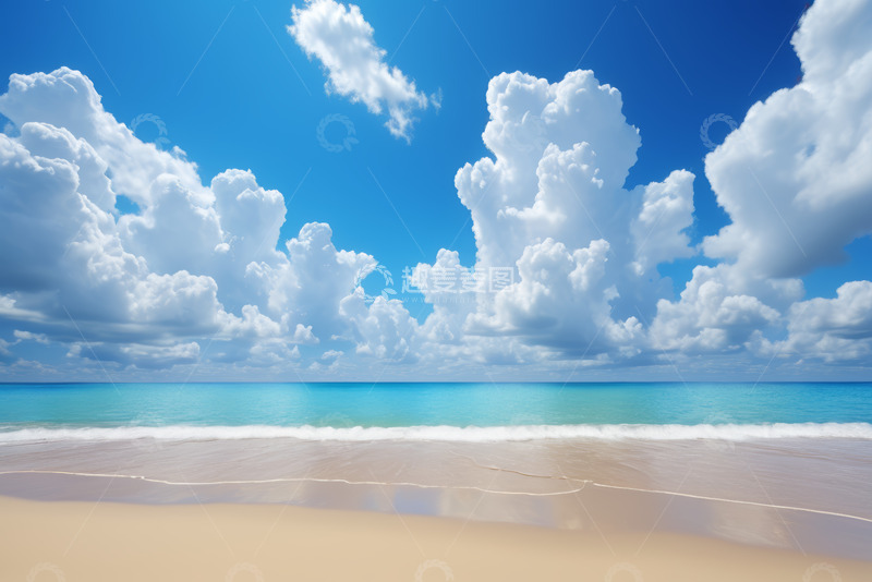 高清大图下载【趣麦麦图】海滩蓝天与白云景观