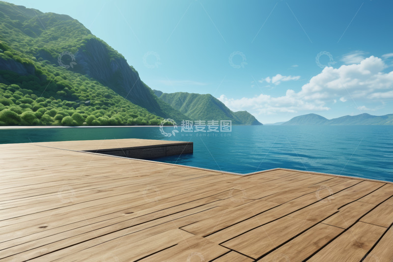 高清大图下载【趣麦麦图】湖边木质平台自然风光
