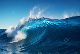 蓝色海洋巨大海浪景象