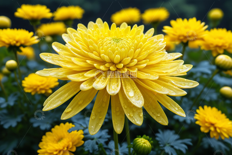 高清大图下载【趣麦麦图】黄色菊花微距特写