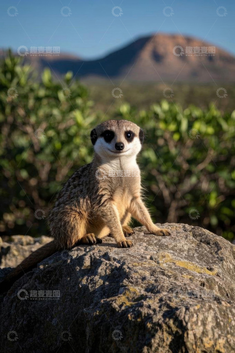 高清大图下载【趣麦麦图】岩石上的猫鼬特写