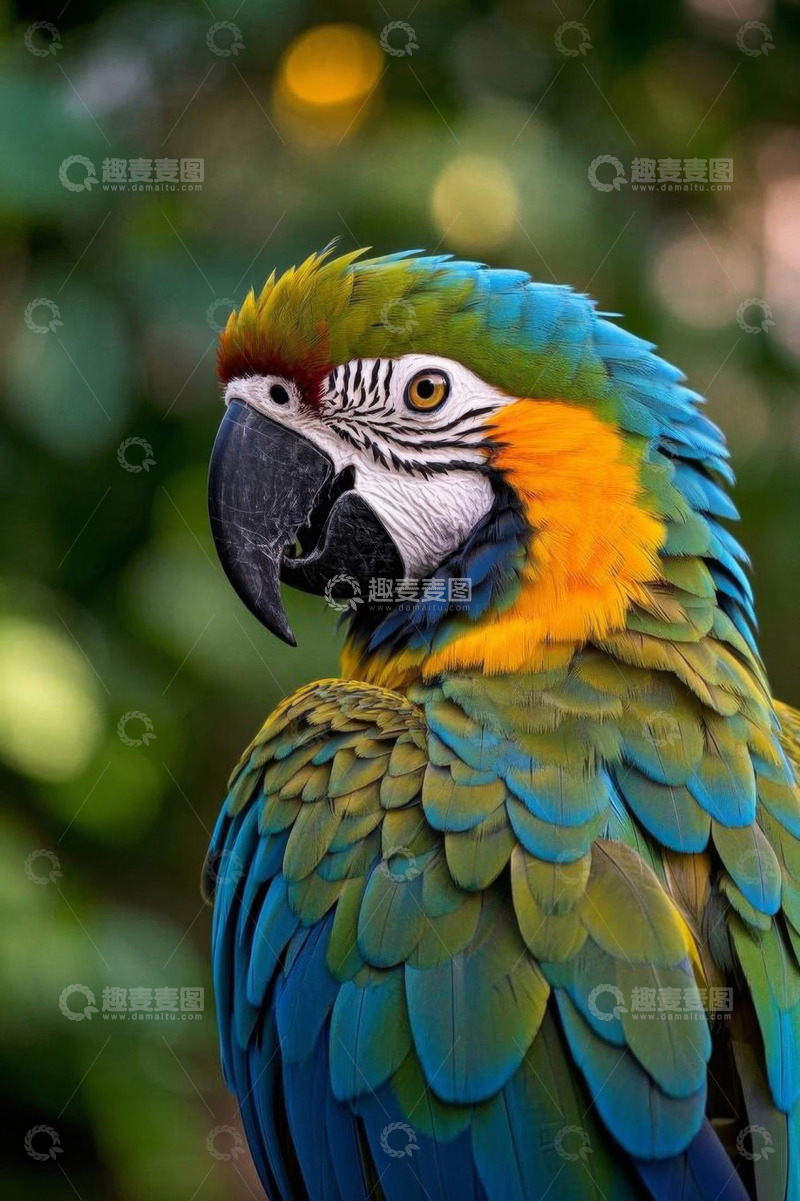 高清大图下载【趣麦麦图】色彩斑斓金刚鹦鹉特写