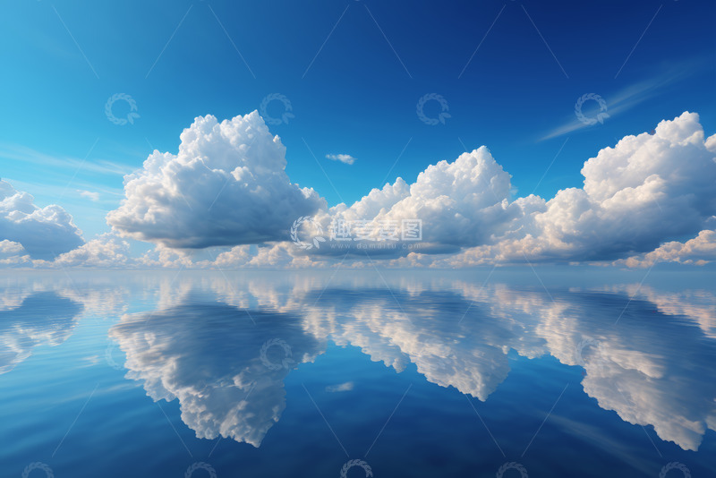 高清大图下载【趣麦麦图】蓝天白云水面倒影自然景观