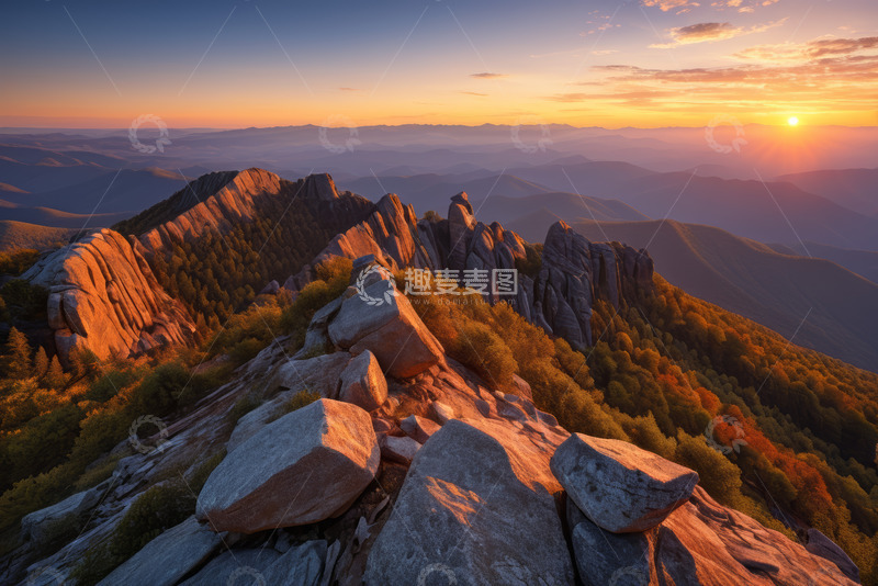 高清大图下载【趣麦麦图】山顶壮丽日出自然风光