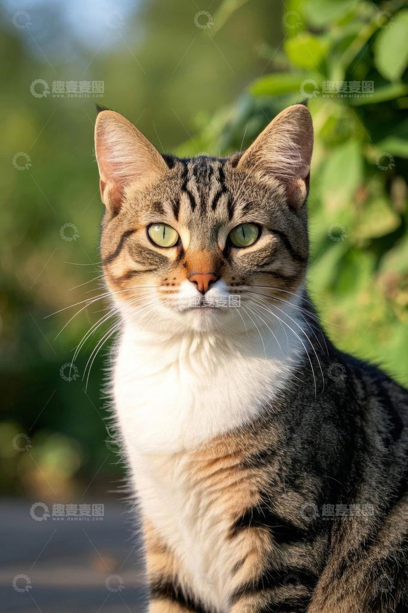 高清大图下载【趣麦麦图】户外特写虎斑猫