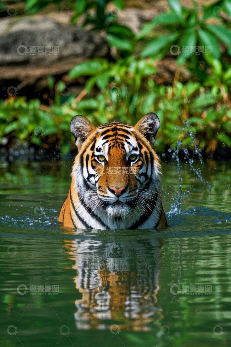 高清大图下载【趣麦麦图】水中的老虎特写