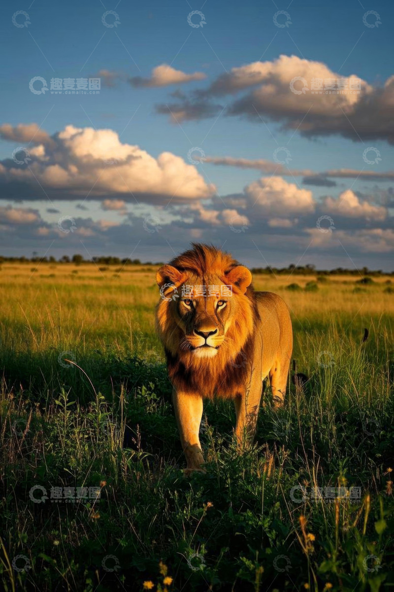 高清大图下载【趣麦麦图】草原上的雄狮