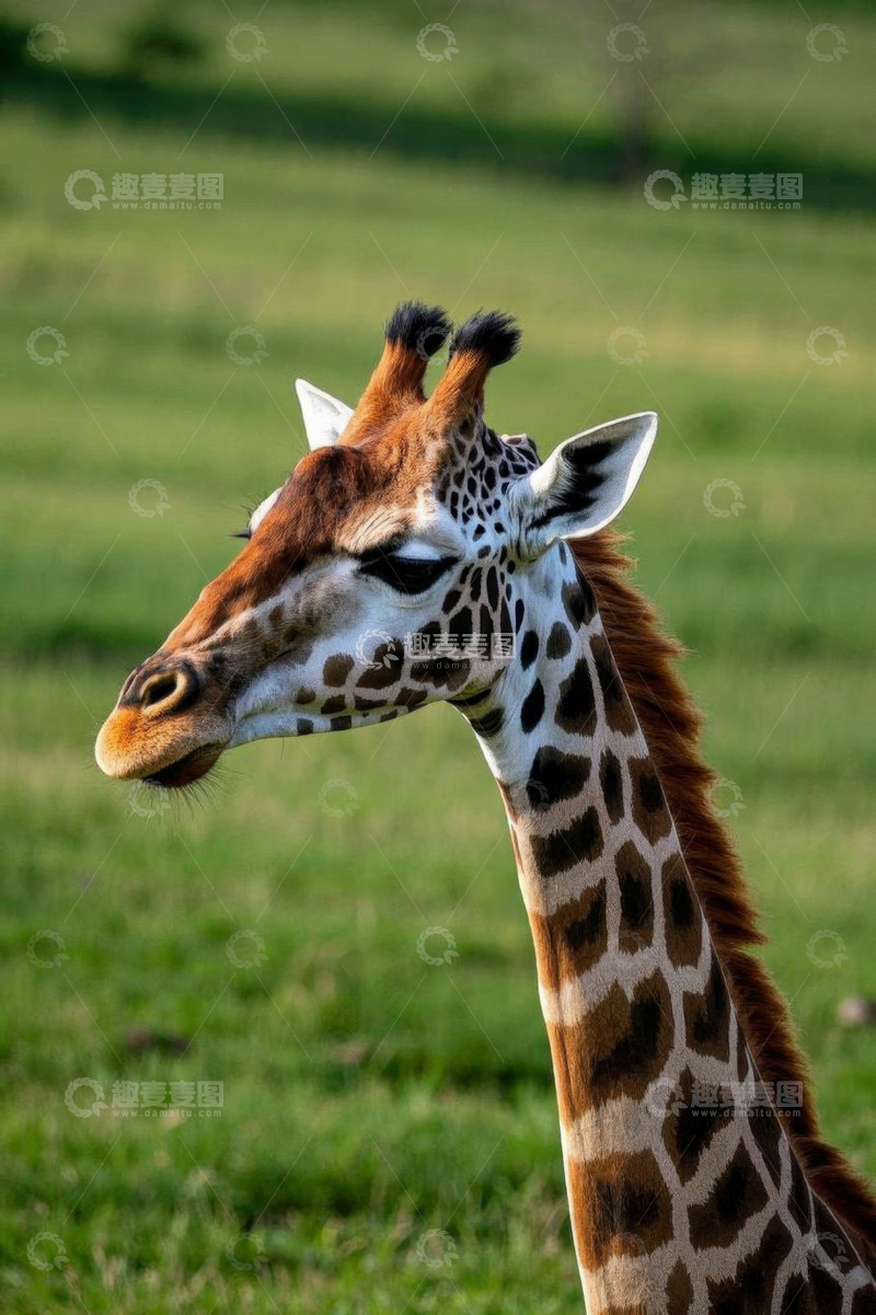 高清大图下载【趣麦麦图】长颈鹿草原头部特写