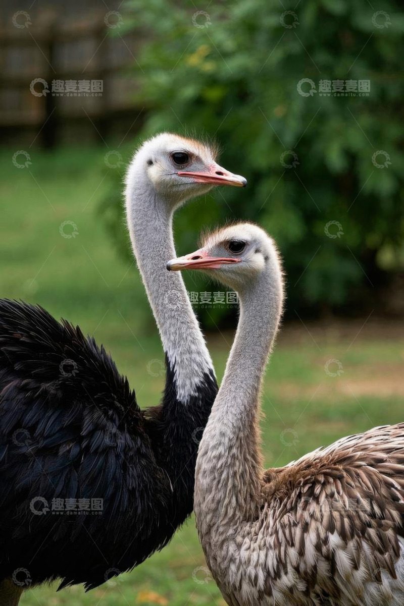 高清大图下载【趣麦麦图】两只鸵鸟特写