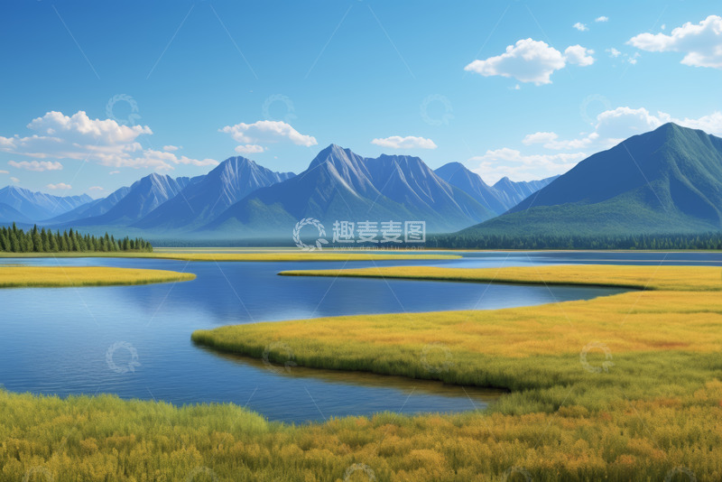 高清大图下载【趣麦麦图】山水相依的自然风光