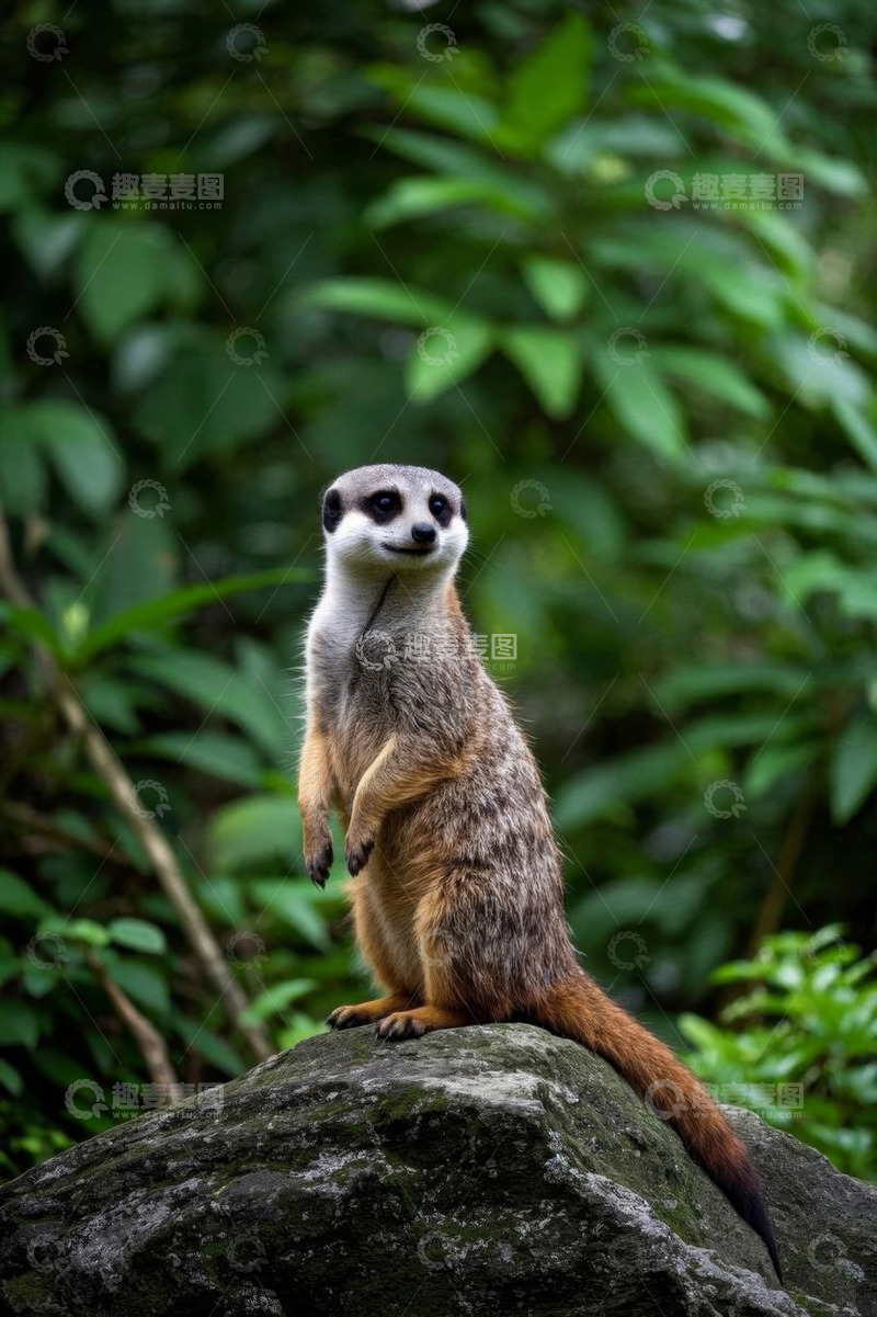 高清大图下载【趣麦麦图】站立在岩石上的猫鼬