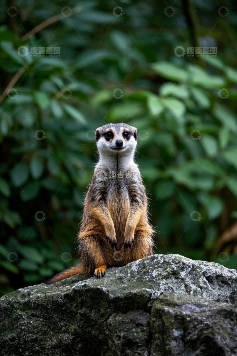 高清大图下载【趣麦麦图】岩石上站立的猫鼬