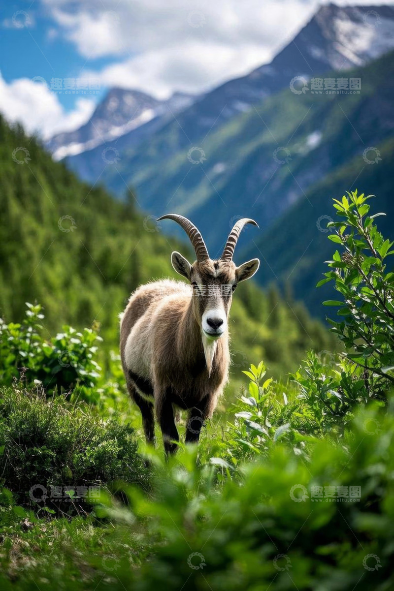 高清大图下载【趣麦麦图】山间野生山羊特写