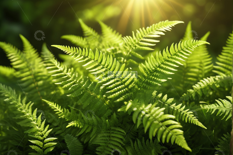 高清大图下载【趣麦麦图】阳光下的绿色蕨类植物