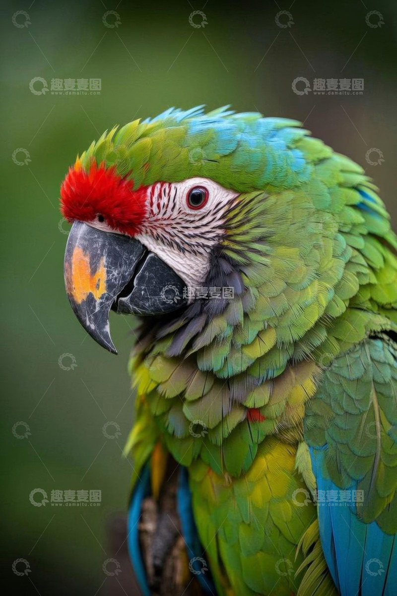 高清大图下载【趣麦麦图】色彩斑斓的金刚鹦鹉特写