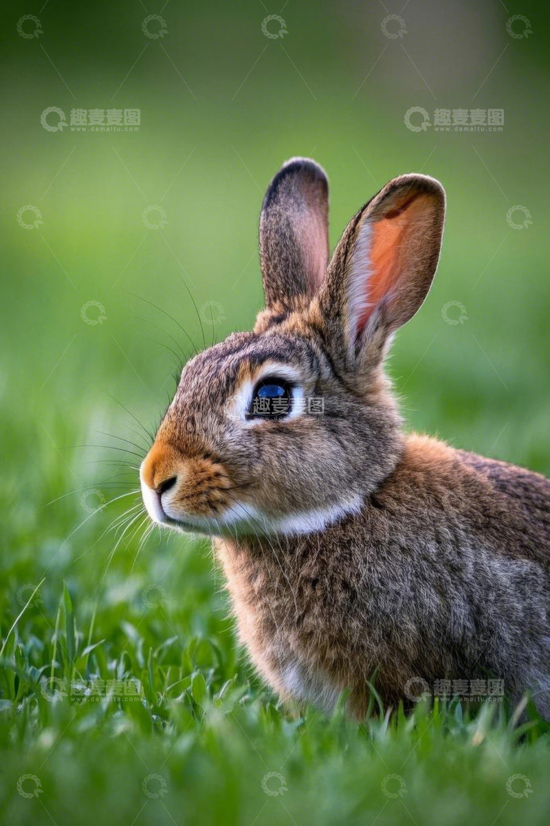 高清大图下载【趣麦麦图】草地上的兔子特写
