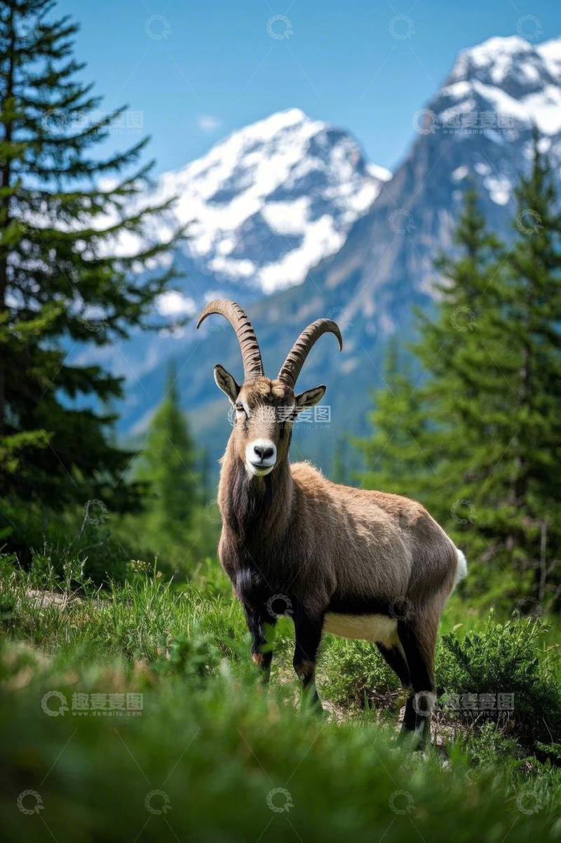 高清大图下载【趣麦麦图】高山草地间的野山羊