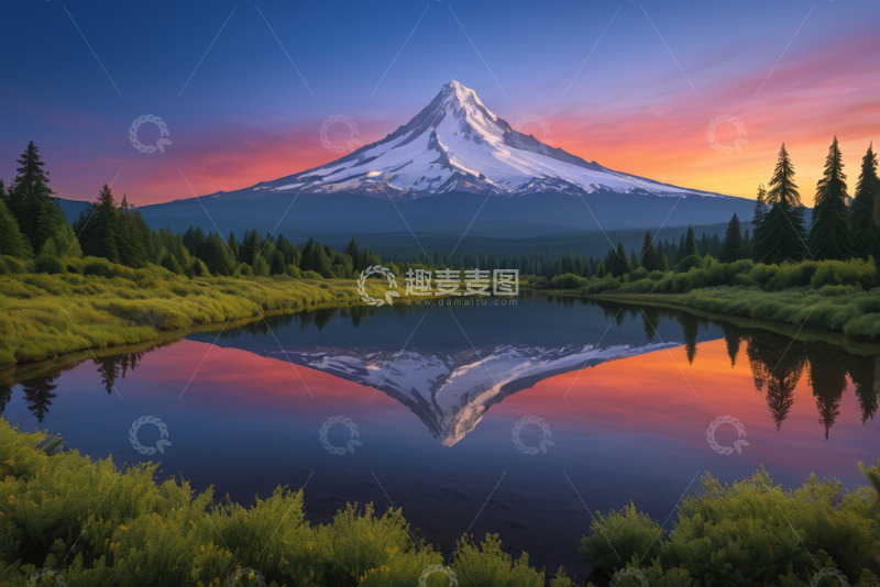 高清大图下载【趣麦麦图】雪山湖泊森林自然风光