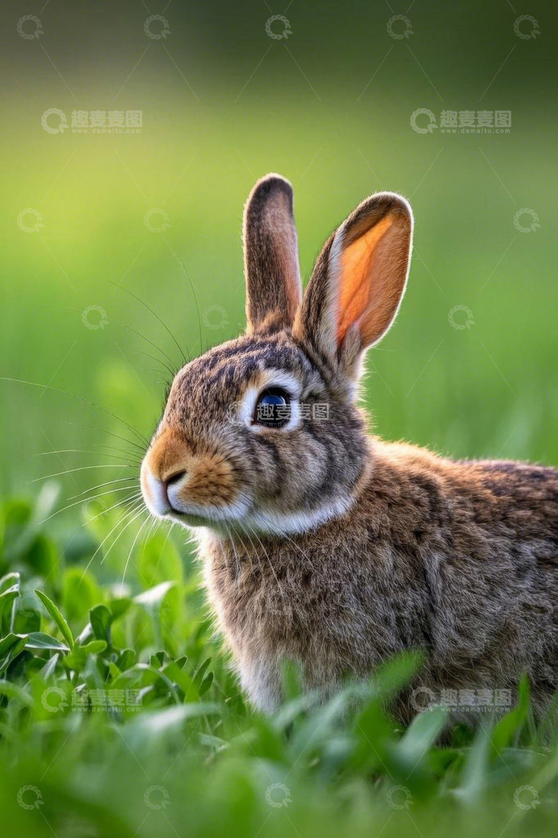 高清大图下载【趣麦麦图】草地上的兔子特写