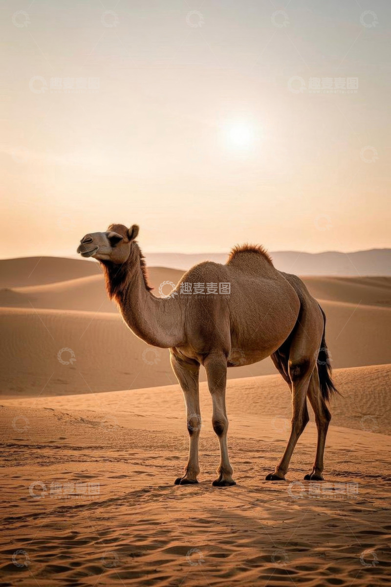 高清大图下载【趣麦麦图】沙漠中站立的骆驼