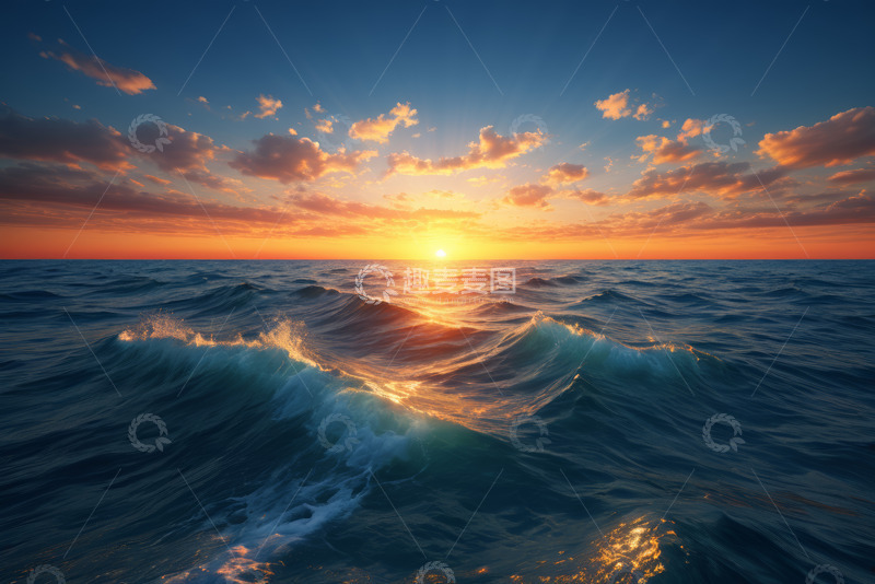 高清大图下载【趣麦麦图】海上日出自然风光