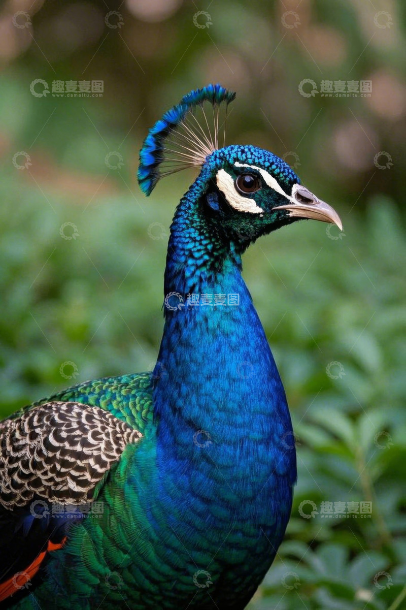 高清大图下载【趣麦麦图】蓝色孔雀特写