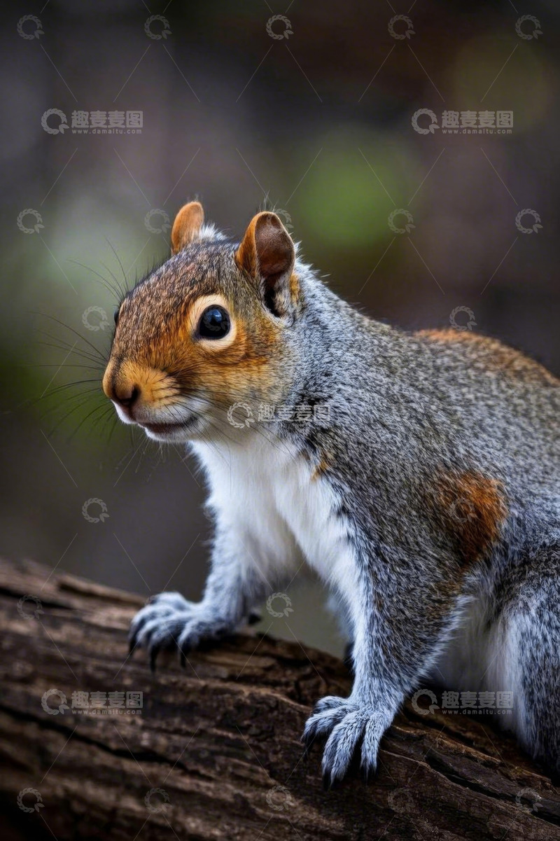 高清大图下载【趣麦麦图】松鼠站立在树干上特写