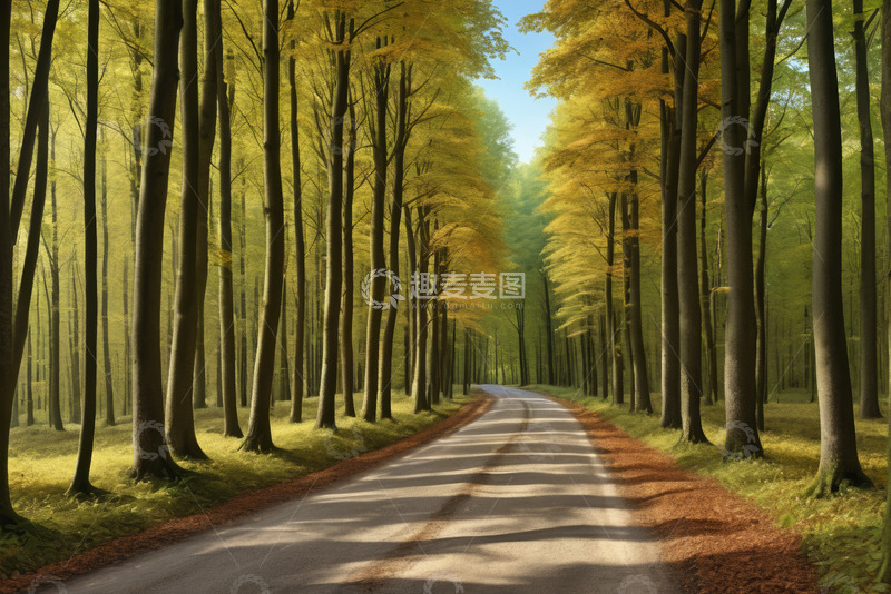 高清大图下载【趣麦麦图】秋日森林中的蜿蜒小路