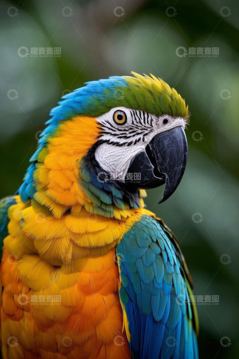 高清大图下载【趣麦麦图】色彩斑斓的金刚鹦鹉特写