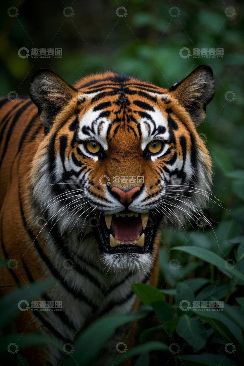 高清大图下载【趣麦麦图】张着嘴的老虎特写
