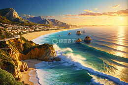 海滨风光与悬崖下的海滩美景