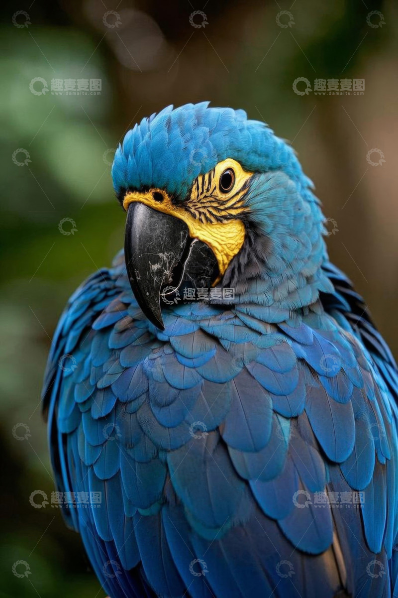 高清大图下载【趣麦麦图】蓝色金刚鹦鹉特写