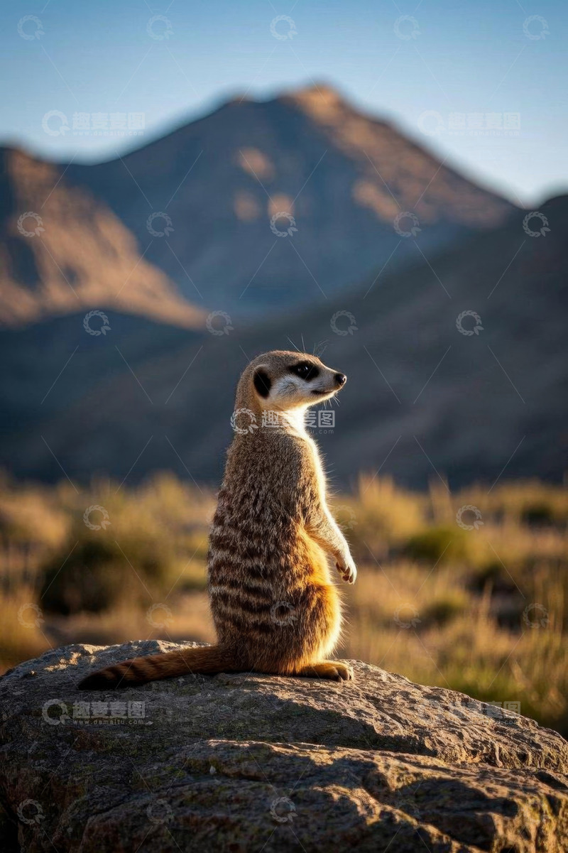高清大图下载【趣麦麦图】站立在岩石上的猫鼬