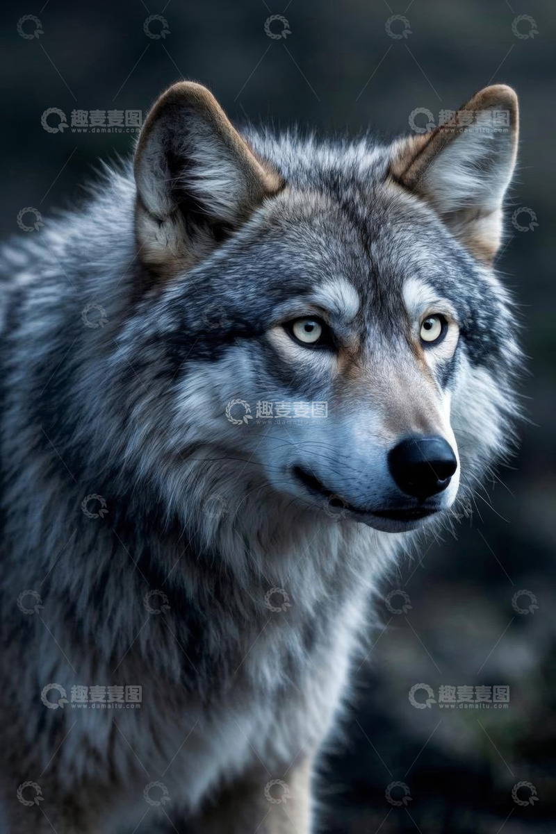 高清大图下载【趣麦麦图】灰狼特写素材