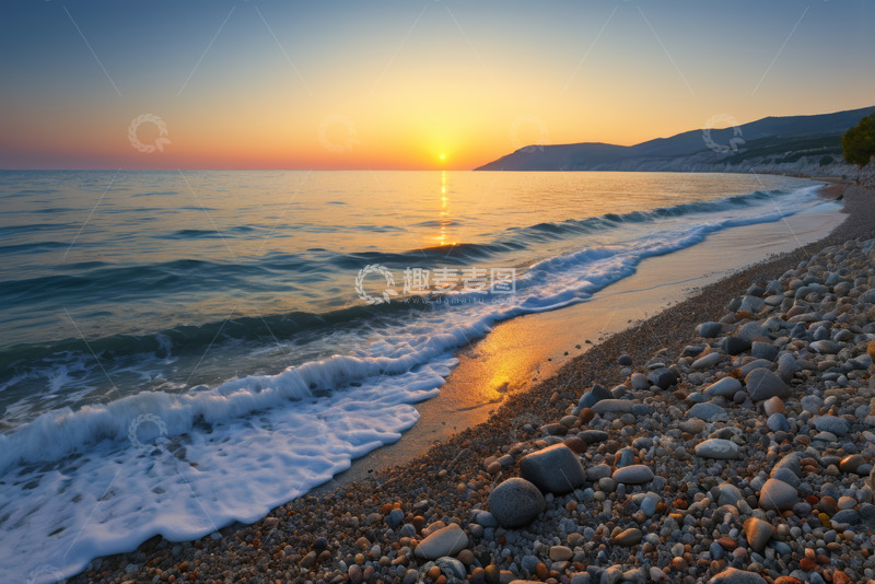 高清大图下载【趣麦麦图】海滩日落海景