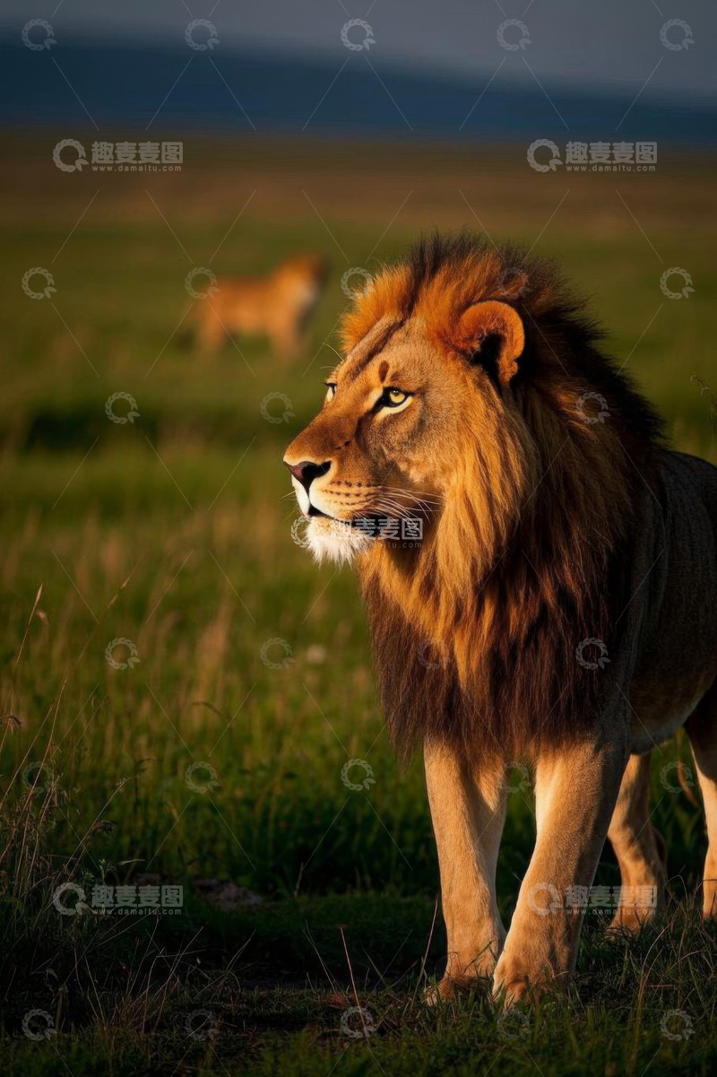 高清大图下载【趣麦麦图】草原上的雄狮特写