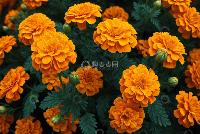 高清大图下载【趣麦麦图】橙色万寿菊花卉特写