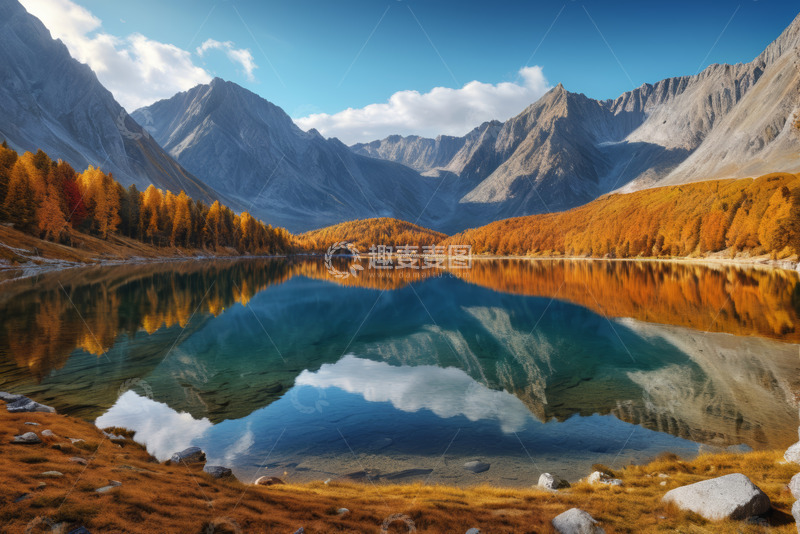 高清大图下载【趣麦麦图】山间湖泊秋日风光景色