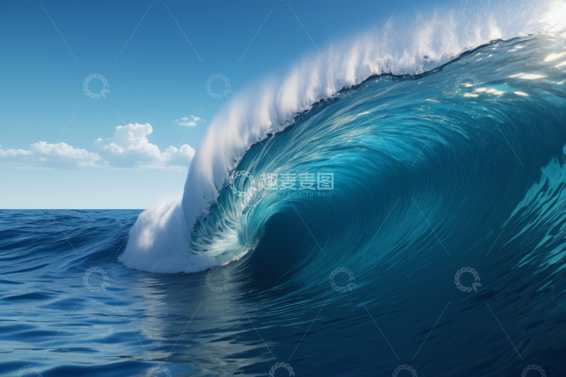 高清大图下载【趣麦麦图】海洋中涌起的蓝色巨浪