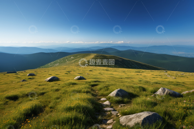 高清大图下载【趣麦麦图】高山草甸自然风光全景