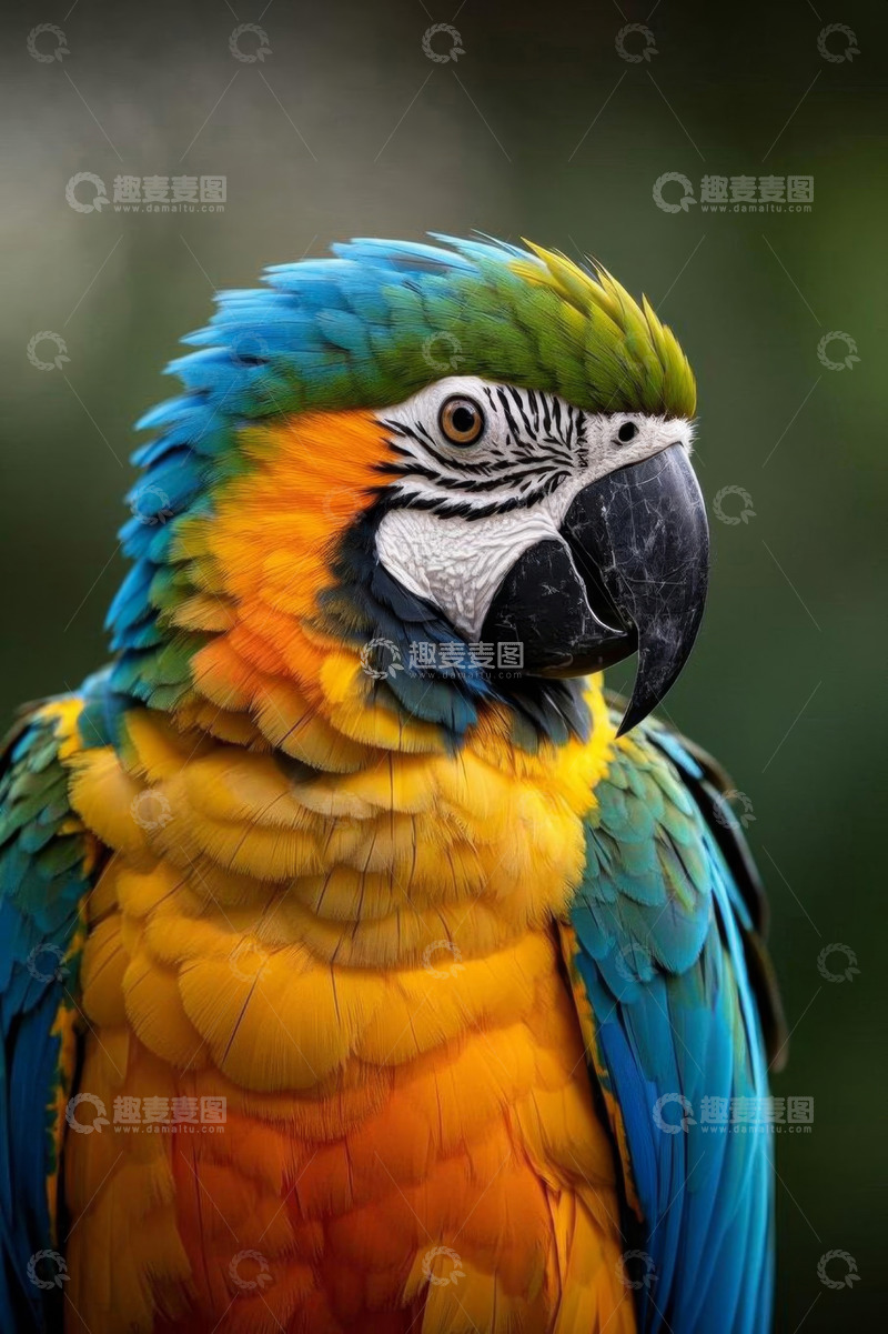 高清大图下载【趣麦麦图】色彩斑斓金刚鹦鹉特写