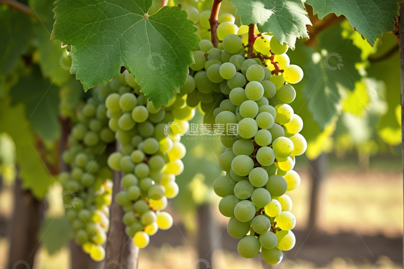 高清大图下载【趣麦麦图】葡萄园里垂挂的绿色葡萄