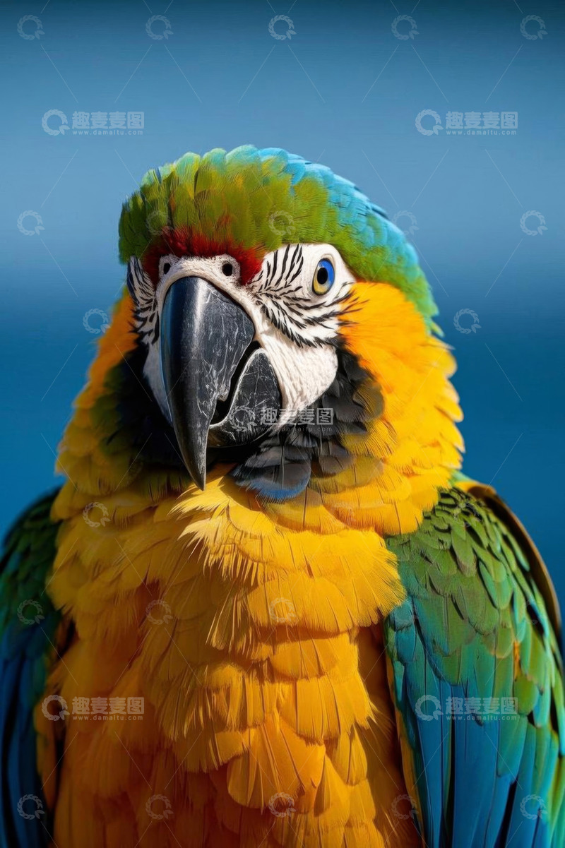 高清大图下载【趣麦麦图】色彩斑斓鹦鹉特写