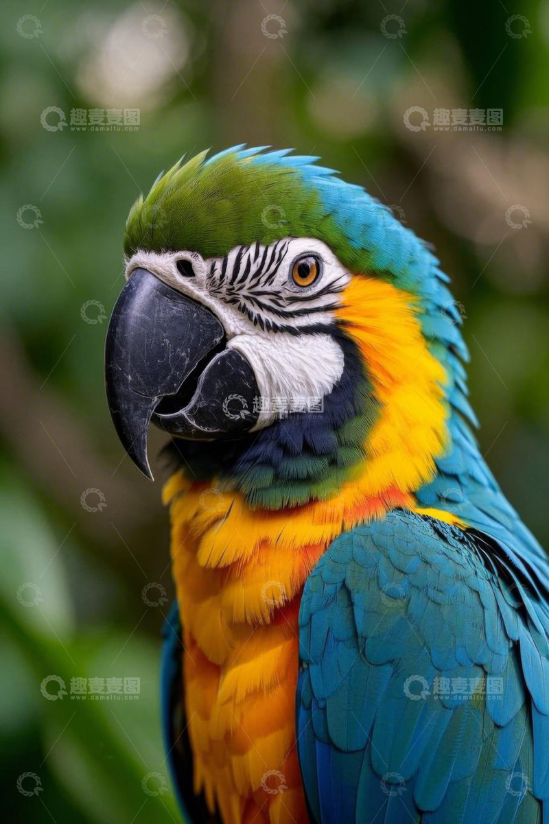 高清大图下载【趣麦麦图】色彩斑斓金刚鹦鹉特写