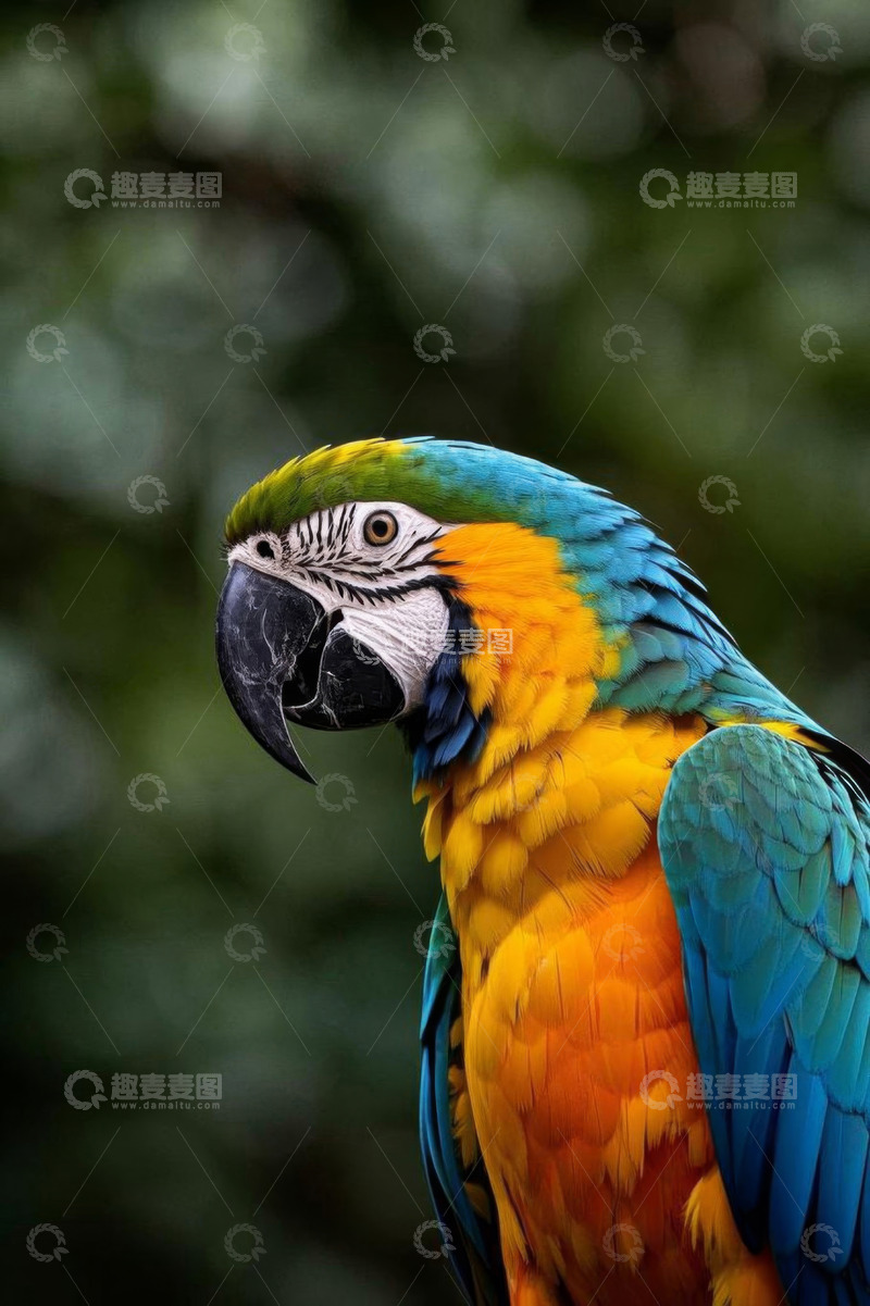 高清大图下载【趣麦麦图】色彩斑斓金刚鹦鹉特写