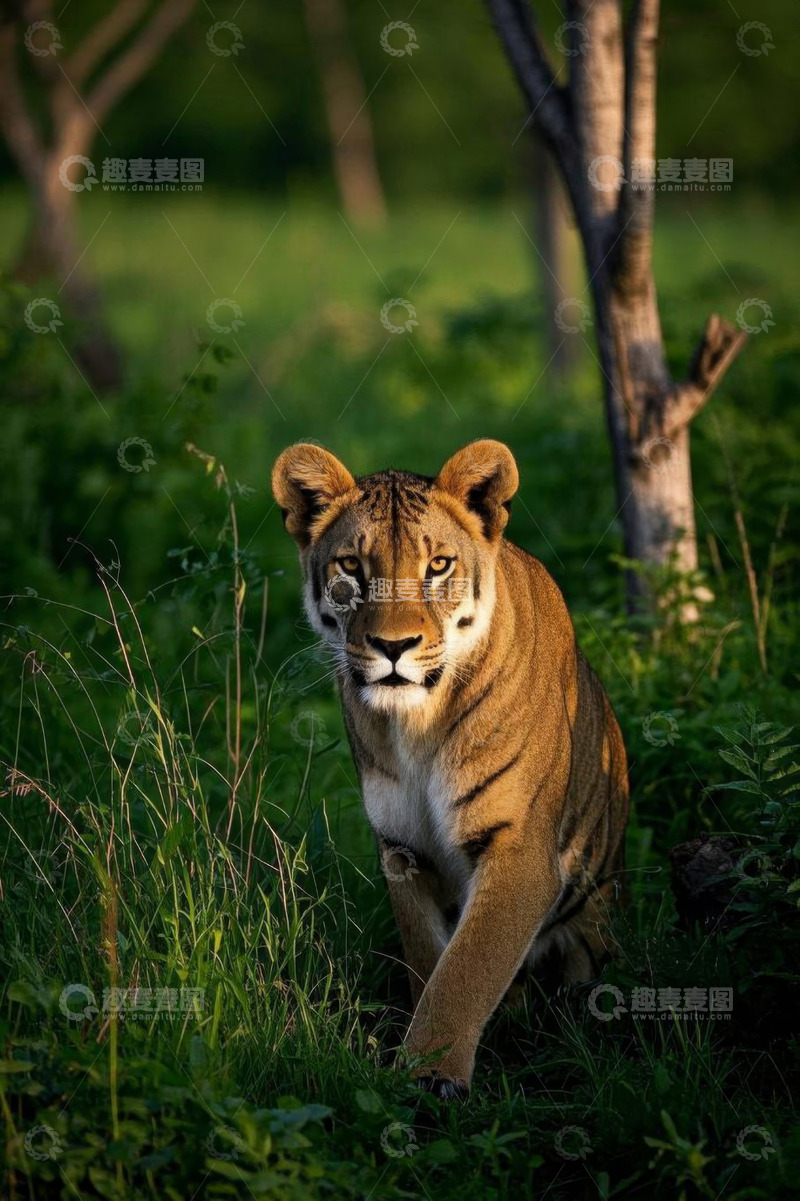 高清大图下载【趣麦麦图】草丛中的老虎特写