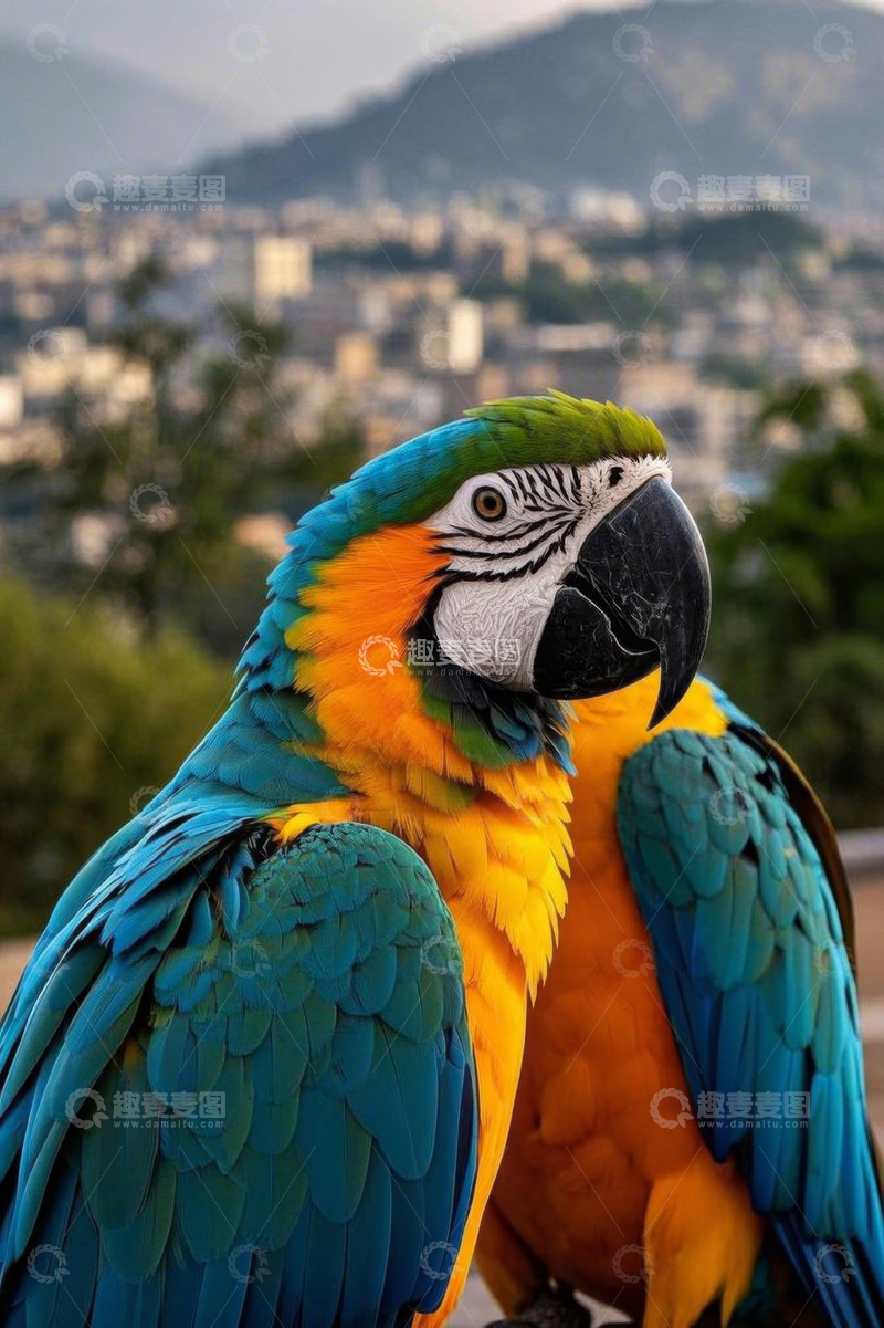 高清大图下载【趣麦麦图】色彩艳丽的金刚鹦鹉特写